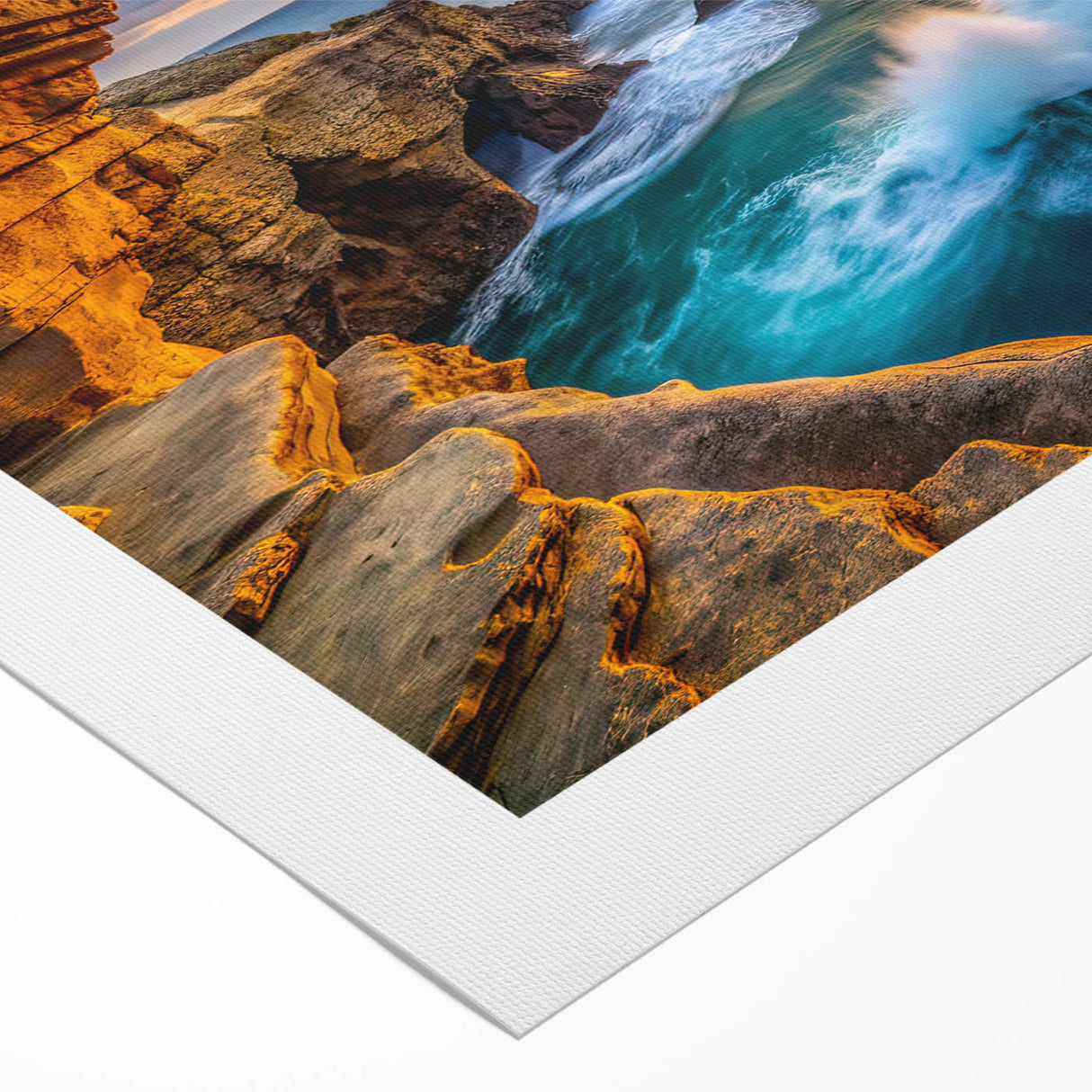 Golden Seaside Cliffs – Fine Art Photography Ocean Sunset Print