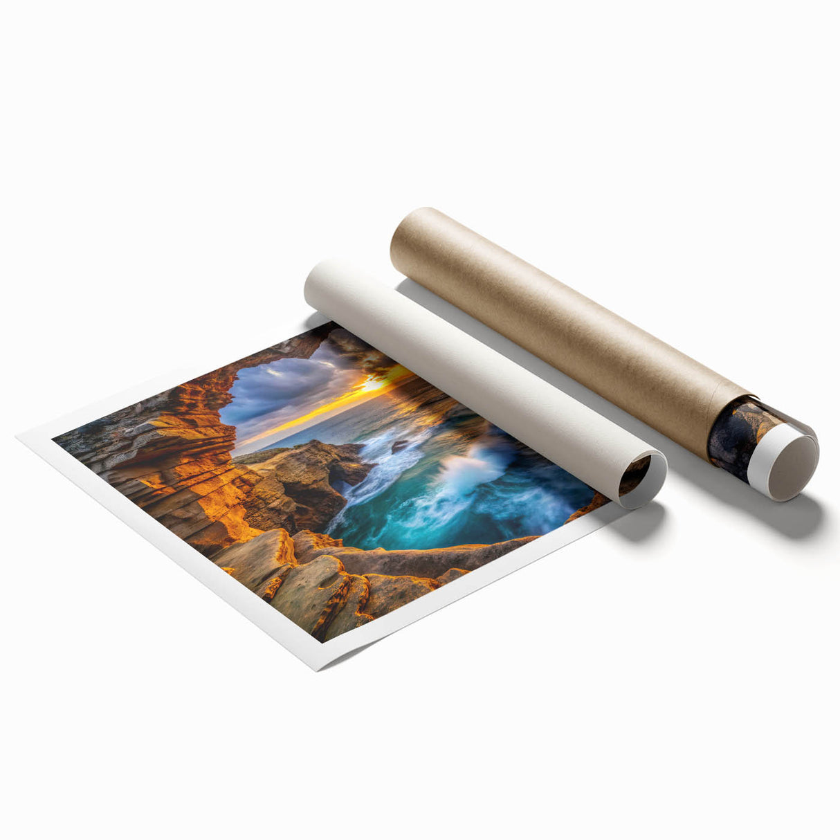 Golden Seaside Cliffs – Fine Art Photography Ocean Sunset Print