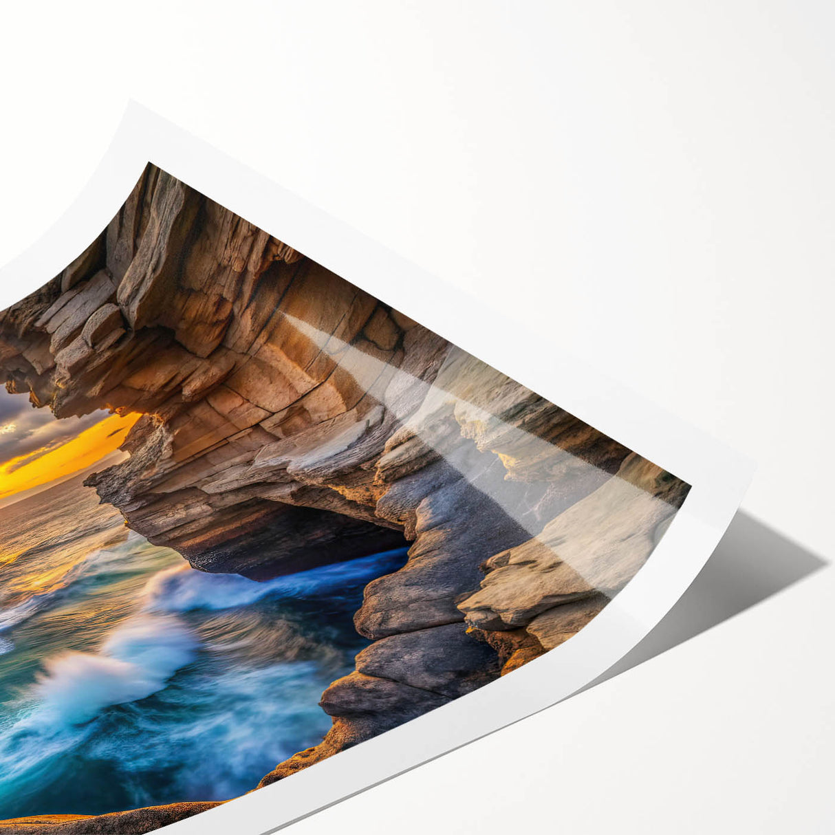 Golden Seaside Cliffs – Fine Art Photography Ocean Sunset Print