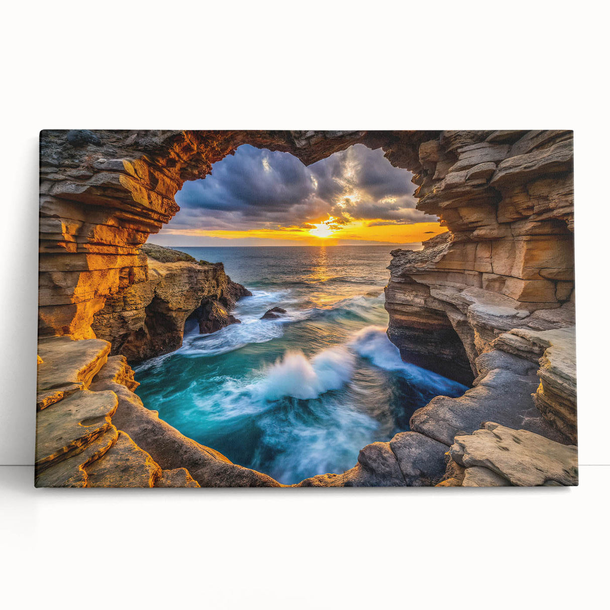 Golden Seaside Cliffs – Fine Art Photography Ocean Sunset Print