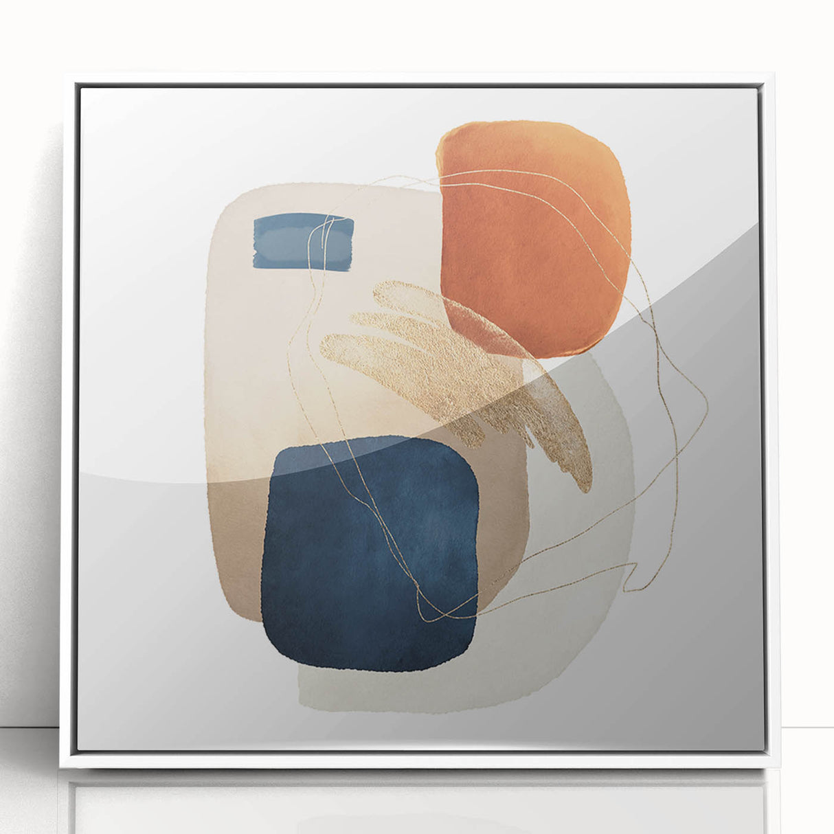 Modern geometric wall decor – navy and burnt orange abstract print
