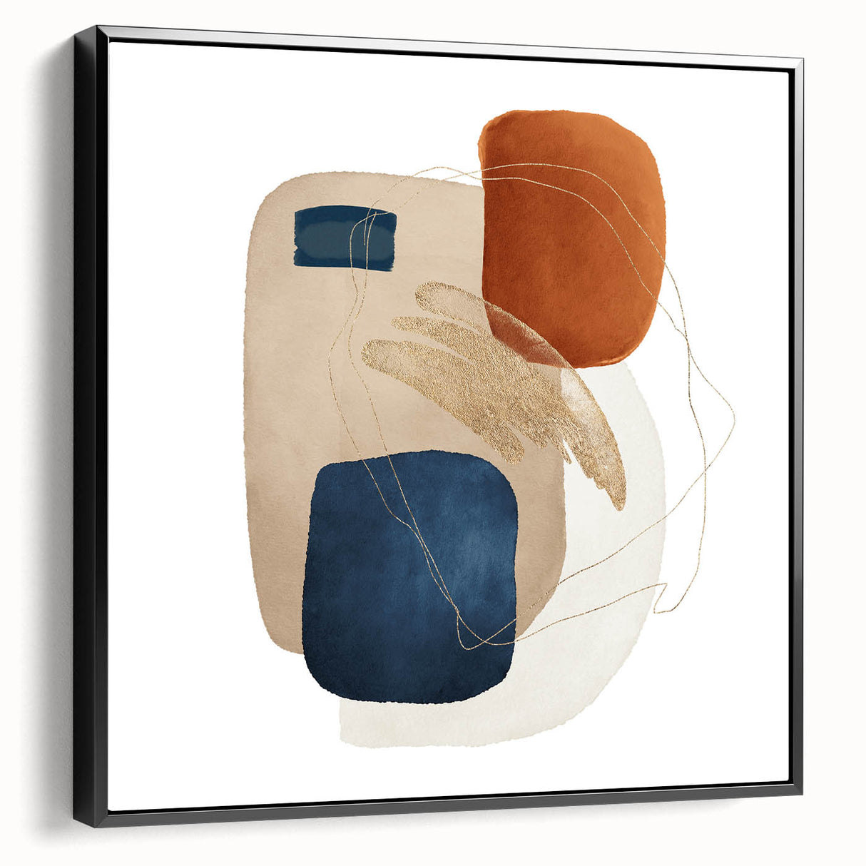 Modern geometric wall decor – navy and burnt orange abstract print