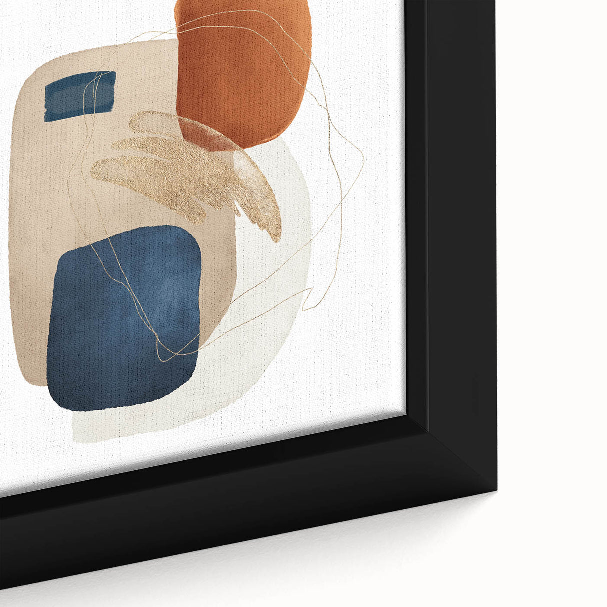 Modern geometric wall decor – navy and burnt orange abstract print