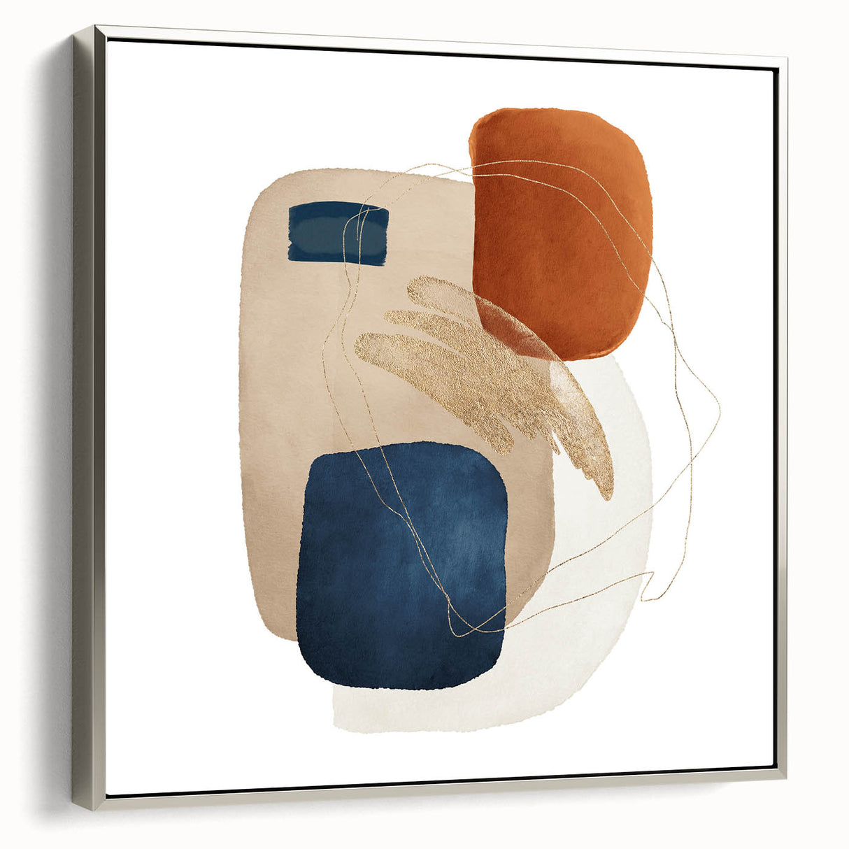Modern geometric wall decor – navy and burnt orange abstract print