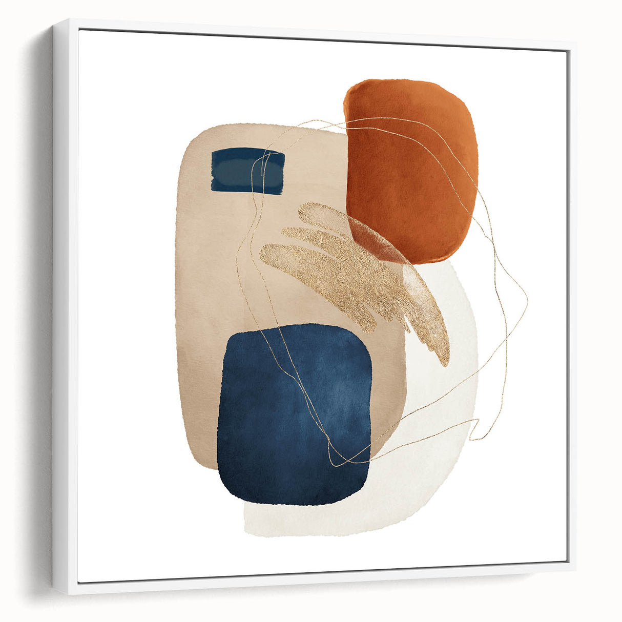 Modern geometric wall decor – navy and burnt orange abstract print