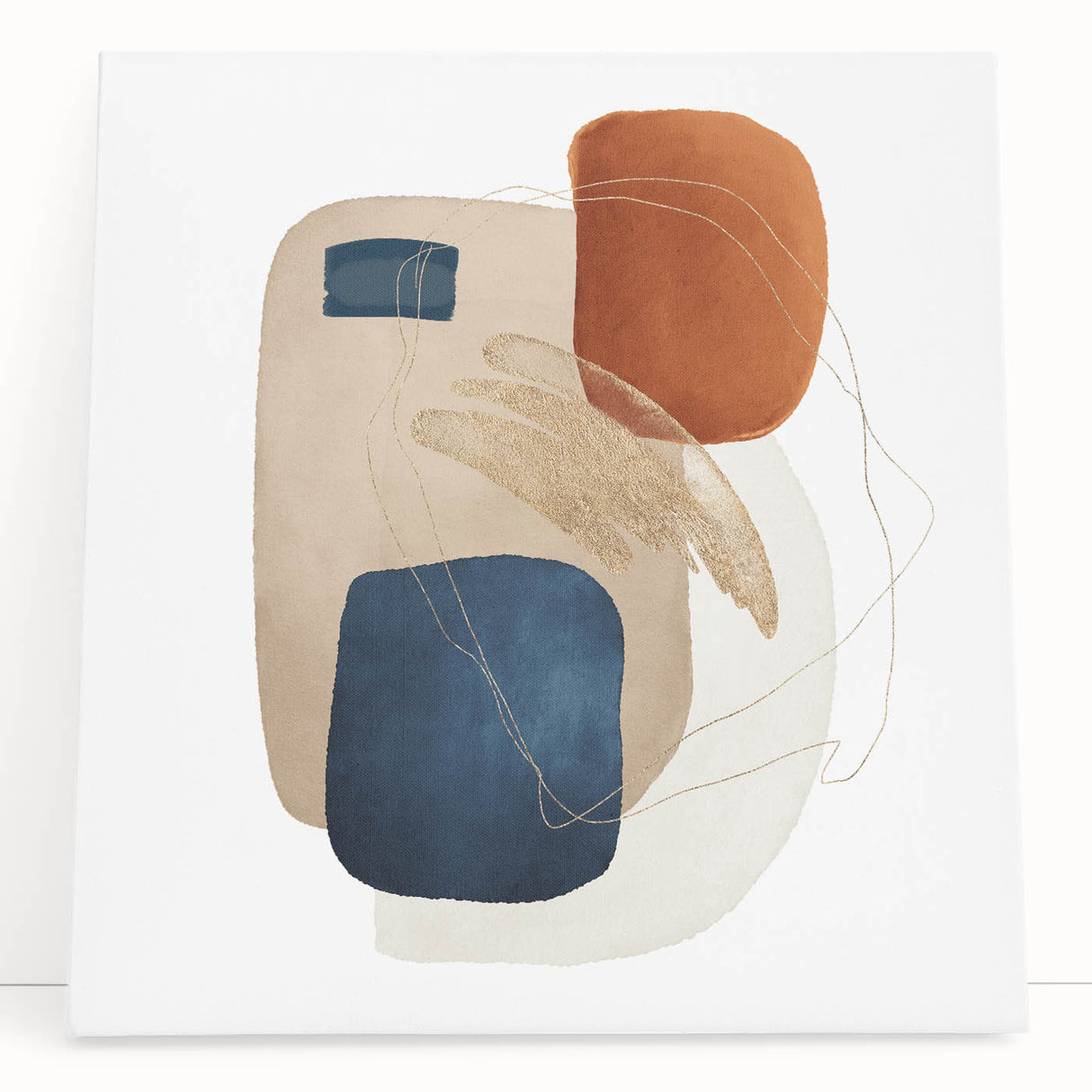 Modern geometric wall decor – navy and burnt orange abstract print