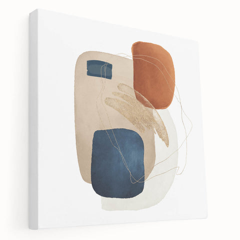 Modern geometric wall decor – navy and burnt orange abstract print