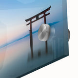 Abstract Minimalist Landscape Paintings – Torii Gate at Sunrise