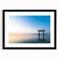 Abstract Minimalist Landscape Paintings – Torii Gate at Sunrise