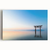 Abstract Minimalist Landscape Paintings – Torii Gate at Sunrise