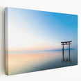 Abstract Minimalist Landscape Paintings – Torii Gate at Sunrise