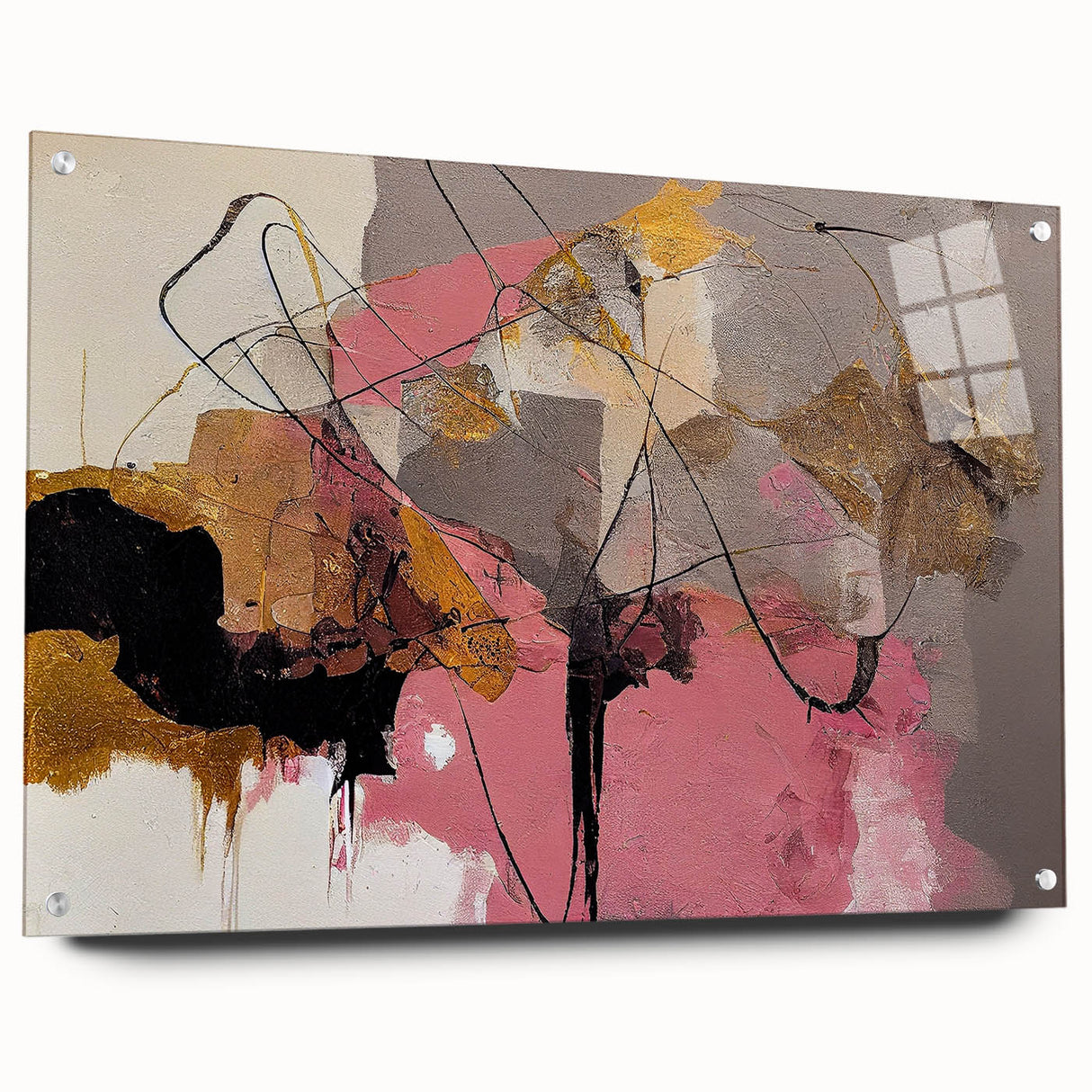 Abstract Art for Sale - Pink and Gold Textured Canvas Print