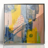 Modern Art Prints – Bold Abstract Canvas in Mustard Yellow & Navy