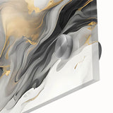 Modern Fluid Art Print – Black, White & Gold Abstract Wall Decor