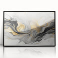 Modern Fluid Art Print – Black, White & Gold Abstract Wall Decor