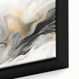 Modern Fluid Art Print – Black, White & Gold Abstract Wall Decor