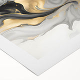 Modern Fluid Art Print – Black, White & Gold Abstract Wall Decor