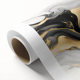 Modern Fluid Art Print – Black, White & Gold Abstract Wall Decor