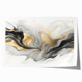 Modern Fluid Art Print – Black, White & Gold Abstract Wall Decor