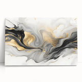 Modern Fluid Art Print – Black, White & Gold Abstract Wall Decor