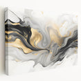 Modern Fluid Art Print – Black, White & Gold Abstract Wall Decor