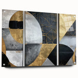 Elegant Black, White, and Gold Abstract Wall Art - Geometric Canvas