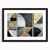 Elegant Black, White, and Gold Abstract Wall Art - Geometric Canvas