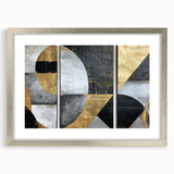 Elegant Black, White, and Gold Abstract Wall Art - Geometric Canvas
