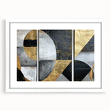 Elegant Black, White, and Gold Abstract Wall Art - Geometric Canvas