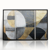 Elegant Black, White, and Gold Abstract Wall Art - Geometric Canvas