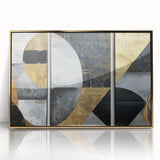 Elegant Black, White, and Gold Abstract Wall Art - Geometric Canvas