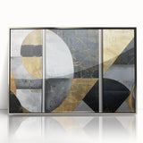 Elegant Black, White, and Gold Abstract Wall Art - Geometric Canvas