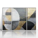 Elegant Black, White, and Gold Abstract Wall Art - Geometric Canvas