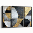 Elegant Black, White, and Gold Abstract Wall Art - Geometric Canvas