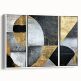 Elegant Black, White, and Gold Abstract Wall Art - Geometric Canvas