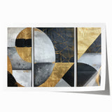 Elegant Black, White, and Gold Abstract Wall Art - Geometric Canvas