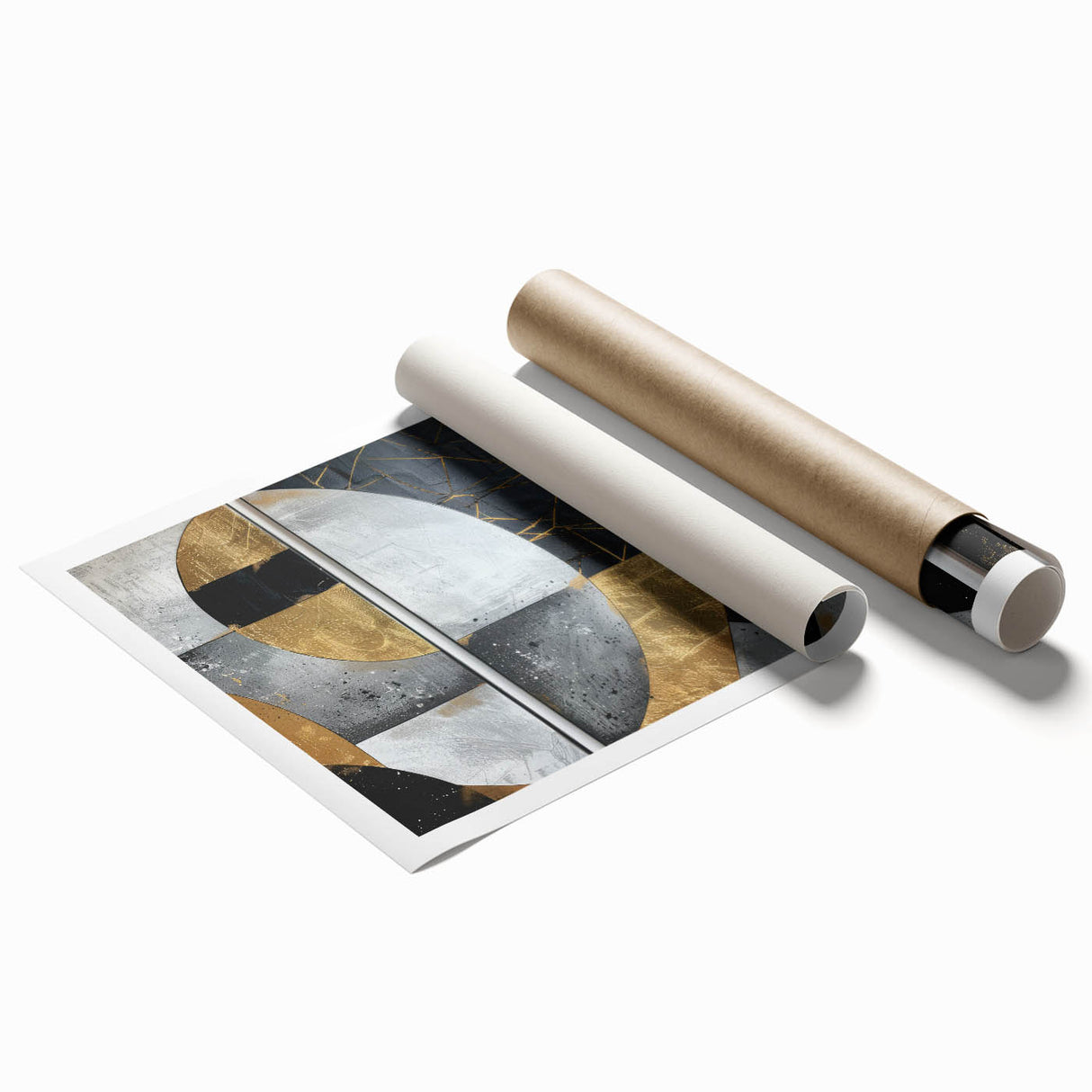 Elegant Black, White, and Gold Abstract Wall Art - Geometric Canvas