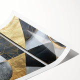 Elegant Black, White, and Gold Abstract Wall Art - Geometric Canvas