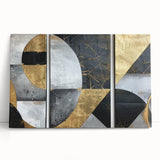 Elegant Black, White, and Gold Abstract Wall Art - Geometric Canvas