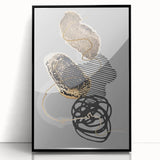Elegant Abstract Art Design – Black, Gold & Gray Luxury Print