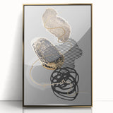 Elegant Abstract Art Design – Black, Gold & Gray Luxury Print