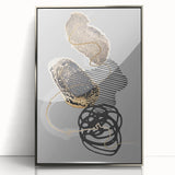 Elegant Abstract Art Design – Black, Gold & Gray Luxury Print