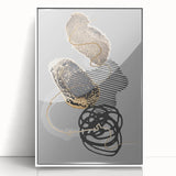Elegant Abstract Art Design – Black, Gold & Gray Luxury Print