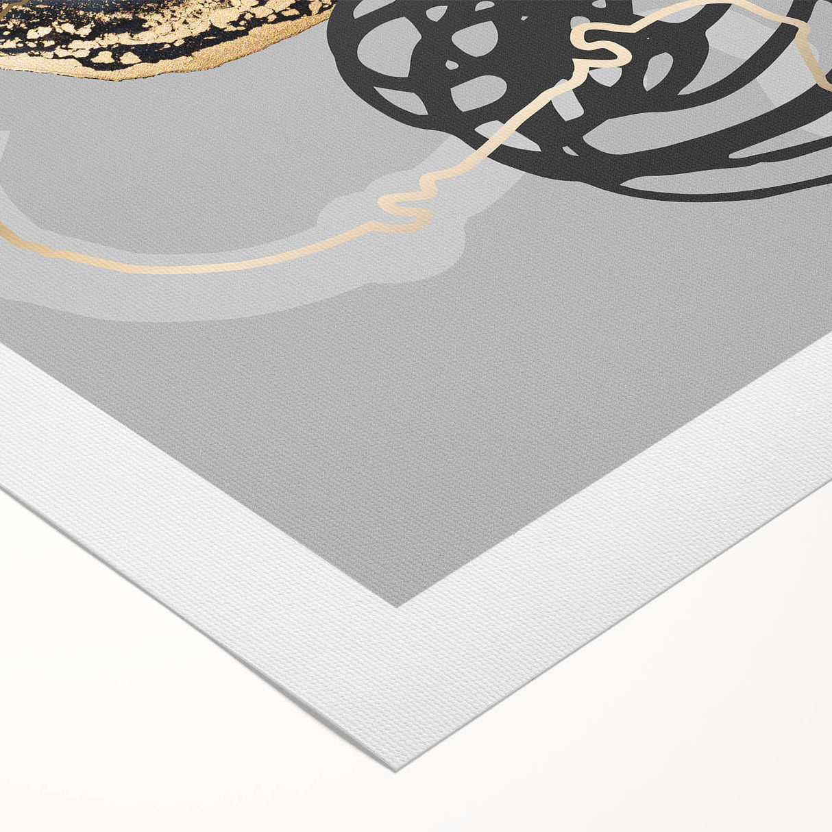 Elegant Abstract Art Design – Black, Gold & Gray Luxury Print