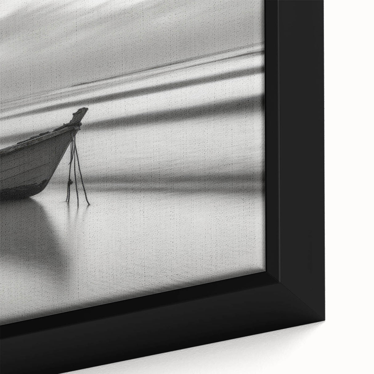 Solitary Boat on Silent Shores – Fine Art Black & White Photography