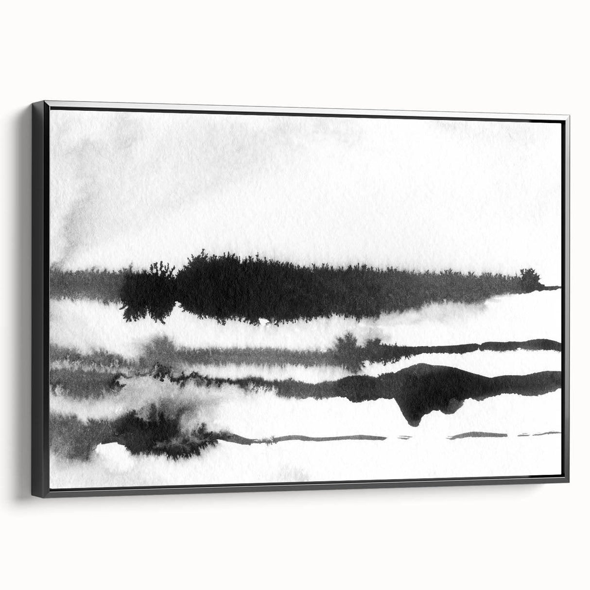 Black and White Minimalist Landscapes – Inked Forest Horizon View