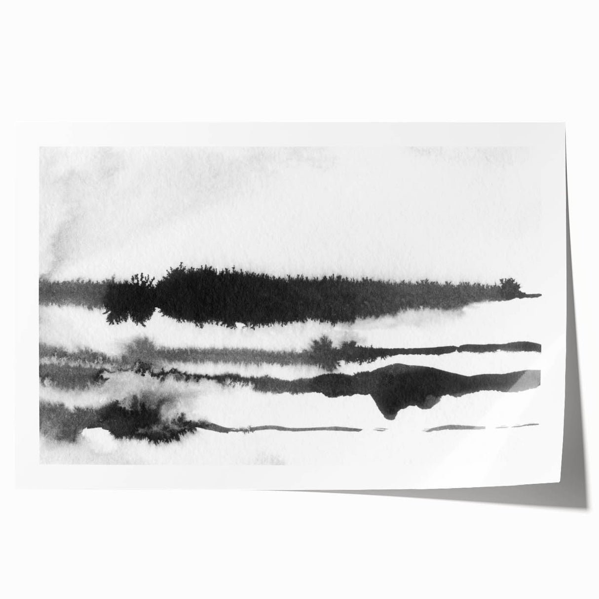 Black and White Minimalist Landscapes – Inked Forest Horizon View
