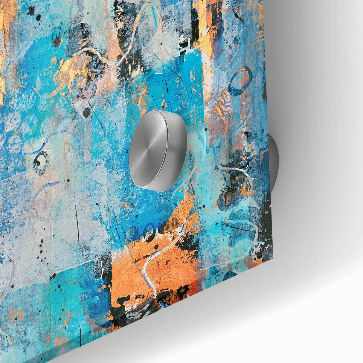 Contemporary Canvas Print - Blue & Gold Abstract Painting