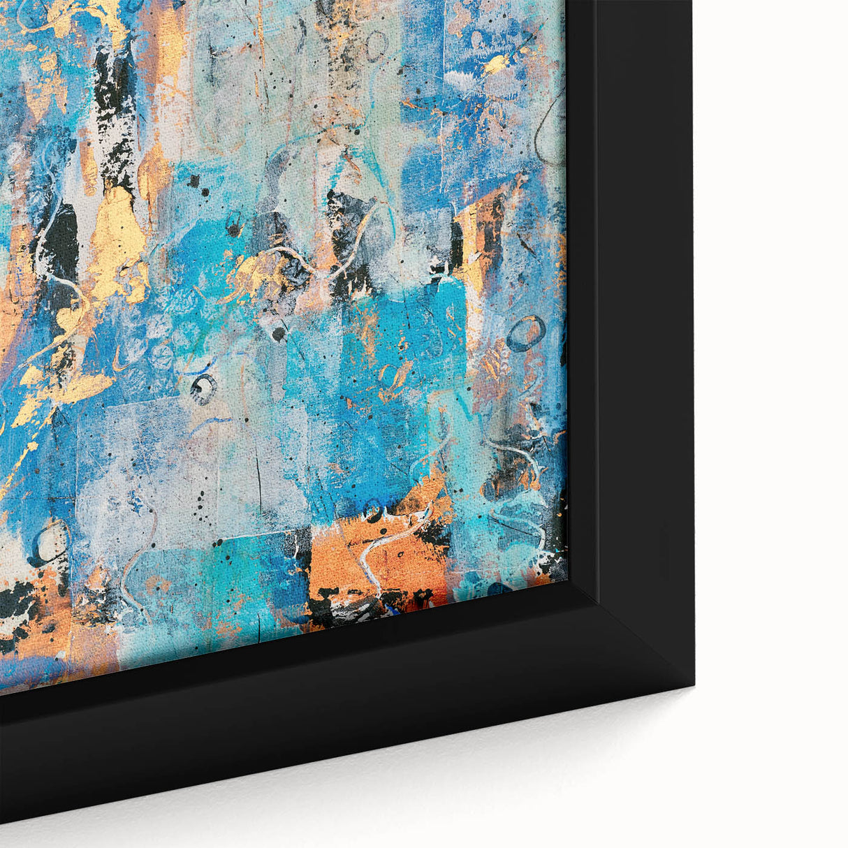 Contemporary Canvas Print - Blue & Gold Abstract Painting