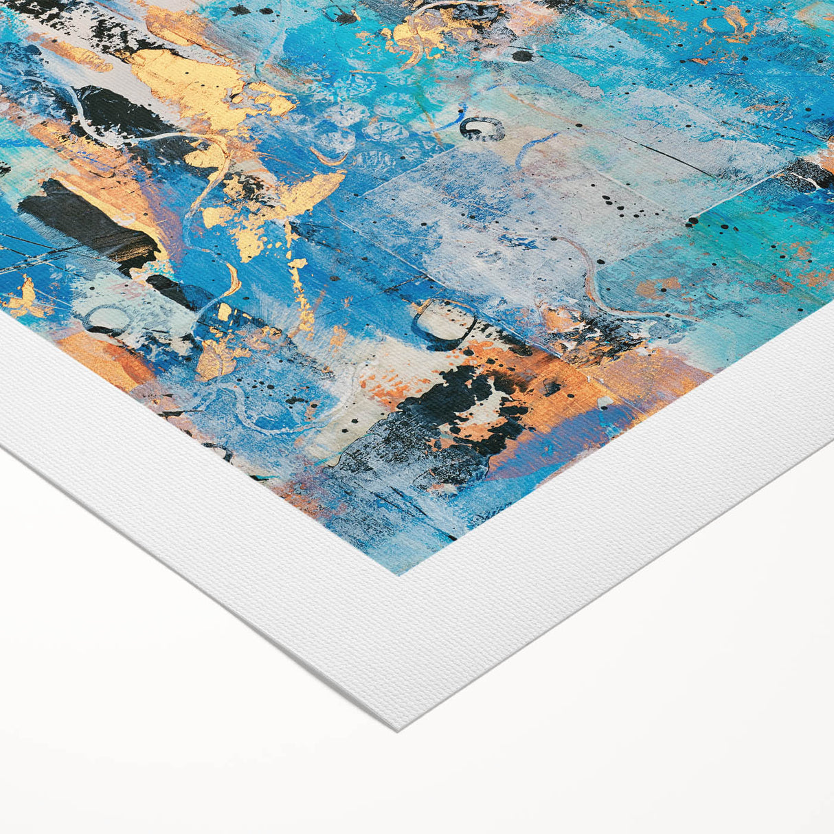 Contemporary Canvas Print - Blue & Gold Abstract Painting